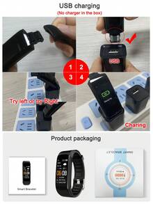 1pc Black Silicone Strap Sporty Calendar Alarm 24 Hour Heart Rate Monitoring Sleep Tracking Rectangle Dial Smart Watch, Compatible With Android iPhone - Black - View 12