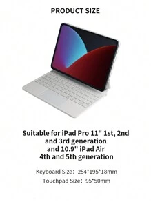 KX008 Apple Magic Keyboard: IPad Keyboard Case With Power Display Compatible With Ipad Pro 11-Inch (1st, 2nd, 3rd Generation) And IPad Air 10.9-Inch (4th, 5th Generation), Great Typing Experience, Built-In Trackpad, US English - White - White - View 6