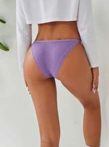 6入組女式蕾絲修飾純色三角褲,低腰可愛細肩帶三角底褲