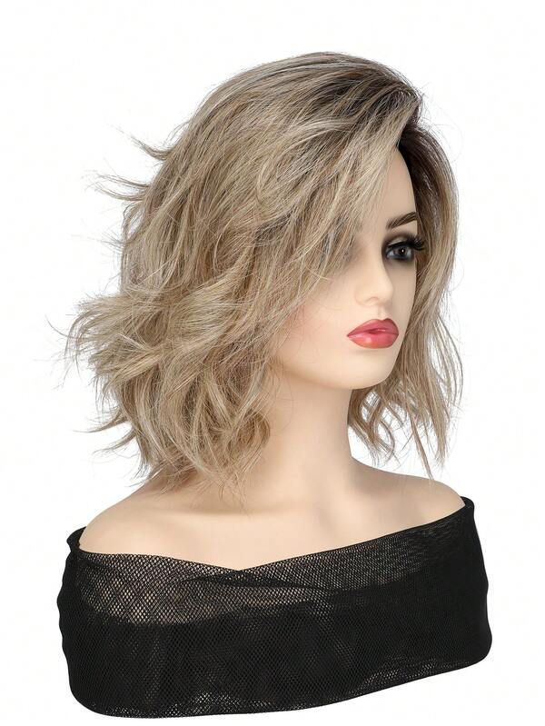 Women's Full Head Synthetic Wig, 12 Inch Short Curly Hair, Brown