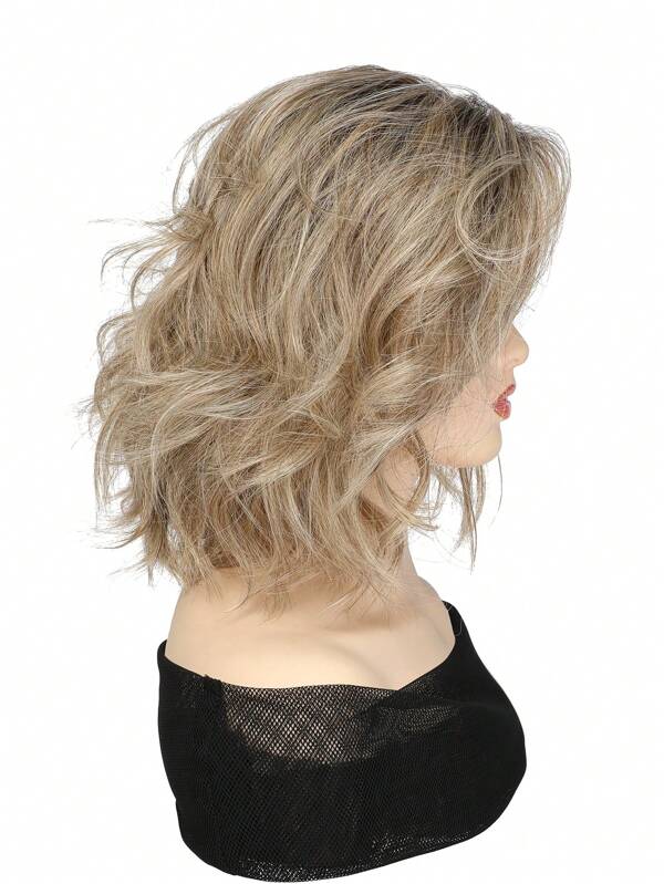 Women's Full Head Synthetic Wig, 12 Inch Short Curly Hair, Brown