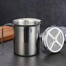 不銹鋼雙層濾網手動打奶泡機,cappuccino拿鐵咖啡杯拉花壺 - 銀色 - 查看 5