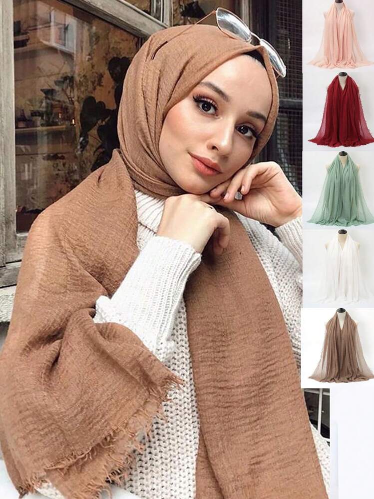 1pc Hot Crinkle Scarf Women Scarves Bandana Turban Headscarf Shawl 