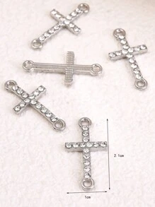 5 chiếc vòng tay thời trang đơn giản hình chữ thập đính kim cương đôi dành cho nữ, phụ kiện cơ bản, vòng cổ kết nối tự làm - Bạc xỉn màu - Xem 3