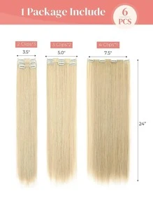 Clip in Hair Extensions, Hair Extensions Thick Long Lace Weft Lightweight Synthetic Hairpieces for Women  Platinum Blonde