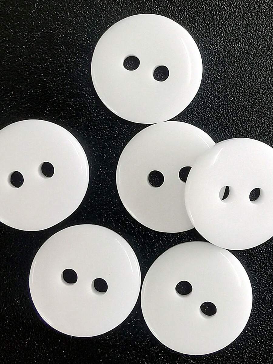 100pcs/pack Two Holes Double Sided White Resin Button, Regular Style ...