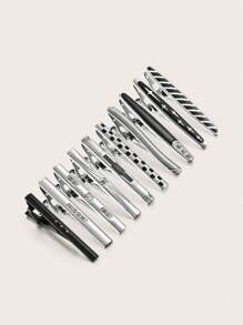 Eight Piece Set Of Classic Silver Tie Clips And Tie Pins, Suitable For Men's Daily Wear - Silver - View 2