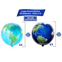 地球裝飾用品地球氣球-大22英寸,包的6世界地圖氣球裝飾的不同4D地球儀氣球地球氣球適合派對和旅行裝飾用品 - 彩色 - 查看 2