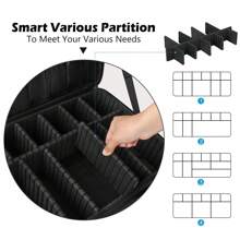 1 件旅行化妆旅行箱专业化妆箱大容量化妆盒化妆刷收纳盒便携式艺术家收纳包带可调节隔板和肩带黑色