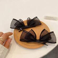 2pcs/Pack Mesh Bowknot Hair Clips For Girl