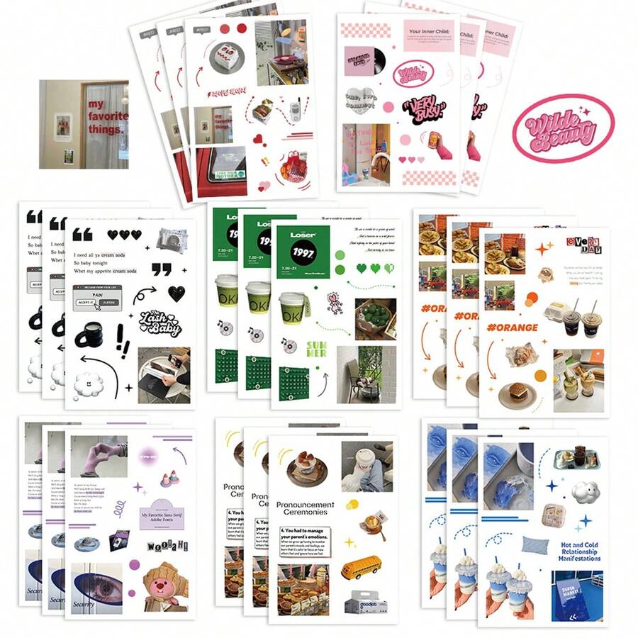 8入組玩具拼圖貼紙,智力益智、豪華奢侈、適用於學生、戶外、派對和diy黏貼,適合剪貼藝術和手工藝品