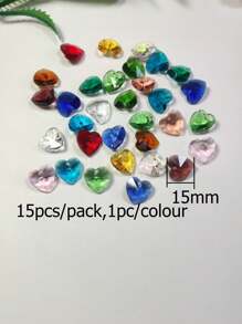 15入組15mm雜色玻璃心型/蝴蝶形吊墜/珠寶製作