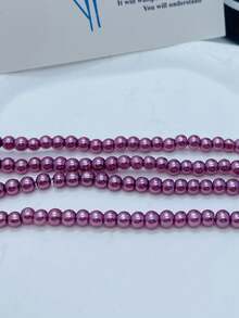 2 Sợi Ngọc trai Giả & Nướng Sơn mài Hạt thủy tinh Đối với DIY Thủ công Kết cườm Làm đồ trang sức - Màu tím - Xem 2