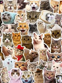 50入組可愛貓貼紙,防水,殘渣移動 - CAT-3 - 查看 2