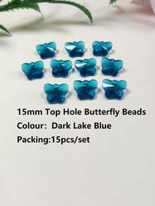 15入組15mm雜色玻璃心型/蝴蝶形吊墜/珠寶製作