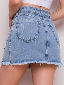 Women Denim Skirts - Rửa trung bình - Xem 2