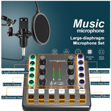 Podcasting Equipment Set - Black Bm-800 Microphone Package With Voice Converter, Capacitive Recording Studio Microphone With Live Sound Card-audio Interface For Laptop - Black - View 2