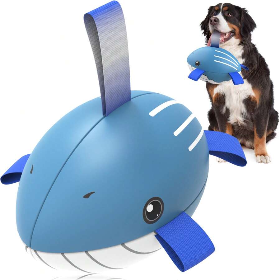 1pc Pet Dog Toy With Built-in Belt And An Inflator Included, Interactive Indoor & Outdoor Blue Football Toy For Small, Medium & Large Dogs - Blue - View 1