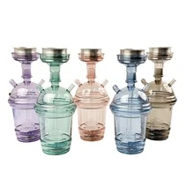 1 Set Portable Universal Hookah With Acrylic Bubble Milk Tea Cup Design, Glossy Look, For Bars, Hookah Lounges, Outdoor Use - Blue - View 2
