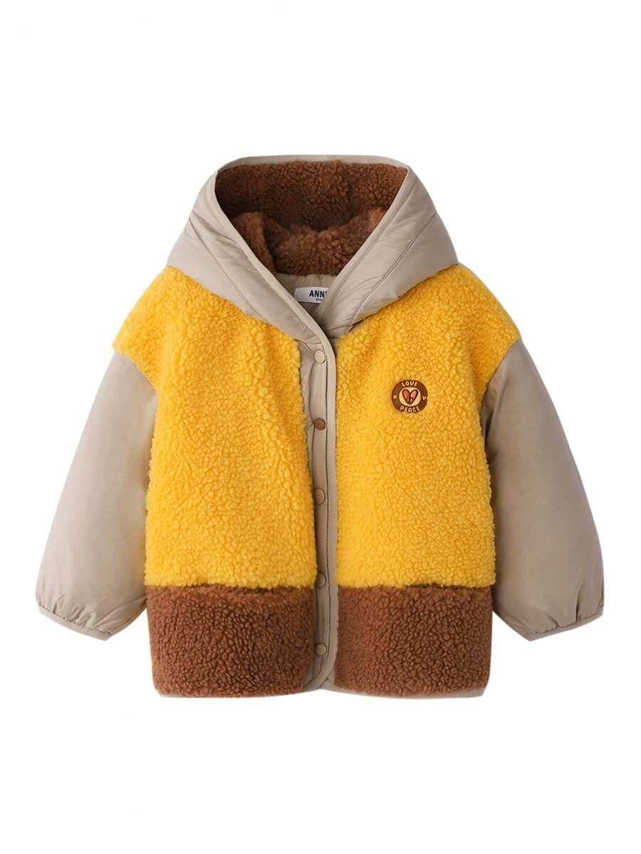 Annil Girls' Hooded Short Jacket, Yellow - Yellow - View 1