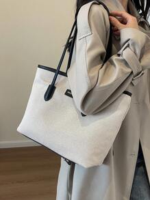 大容量彩色手提包/单肩包，适合大学课堂、背包、返校季使用，轻便易携，商务休闲风格，适合青少年、女性、大学生、白领和年轻职业人士，是返校、大学、办公室、中学、高中、工作、商务、通勤的理想之选，时尚拉链手提包