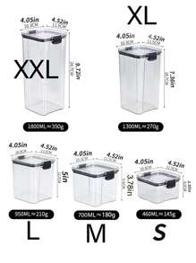 1只精美廚房食物容器谷物穀物分類密封儲物罐,防潮防蟲乾果茶麵條收納盒/黑色