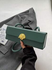 1pc Plain Rectangular Women's Shoulder Bag - Green - View 1