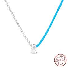 Moonmory 一件時尚真正 925 純銀紅繩吊墜項鍊女式熱藍色繩滴水水晶項鍊首飾聖誕禮物圓形寶石 18k 鍍金 - 圓形寶石 18K 鍍金 - 查看 26