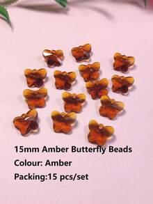 15入組15mm雜色玻璃心型/蝴蝶形吊墜/珠寶製作