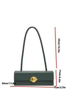 1pc Plain Rectangular Women's Shoulder Bag - Green - View 2