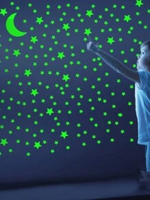 421Pcs Glow In The Dark Wall Stickers Luminous Glow In The Dark Stars Moon For Ceiling Noctilucent Wall Stickers Murals Decals For Home Art, Stickers, Wall Decal, Vinyl Decal For Home Decorations, Spring Decoration Items Refresh Your Home, Rama Decoration Stickers Gifts Birthday Graduation