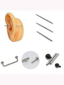 5pcs Stainless Steel Piercing Needles For Ear/navel/lip/eyebrow/straight Piercing - Silver - View 3