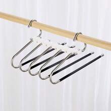 1pc 5-Layer Stainless Steel Pants Hanger, Multifunctional Wardrobe Organizer With Anti-Slip And Anti-Tilt Design - Black - View 1