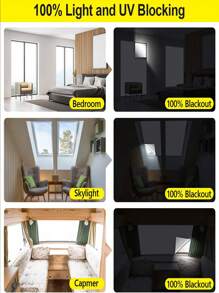 1pc Portable Full Shading Curtain In All Polyester Fabric Coated With Silver, Cuttable With Hook&loop, Easy Installation - White - View 2