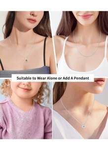 Collana in argento sterling 925 per donne e ragazze, Collana a catena a maglie, con chiusura a moschettone - ultra sottile e resistente, lunghezze 16/18/20/22/24 pollici di FOREVER QUEEN