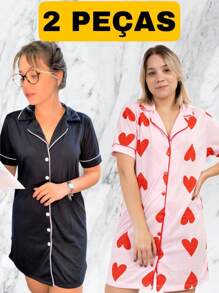 Women Nightgowns & Sleepshirts - Rosa Pálido - Ver 2