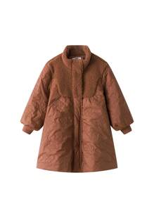 Annil Tween Girls Standing Collar Mid Length Padded Coat Winter Student Fashion Warm Windproof Jacket