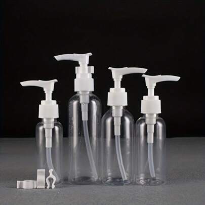 1 件泵瓶分配器，乳液泵分配瓶旅行容器塑料空可再填充化妆品泵瓶，用于洗发水沐浴露护发素，便携式透明圆筒，用于按摩油、液体肥皂家居浴室装饰秋季装饰返校