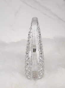 亞克力晚上手拿包帶水鑽點綴,女士派對包,奢華設計師手袋和錢包2023新款,透明人造水鑽裝飾包