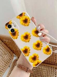 Vàng Hoa Hướng dương Vỏ mềm Ốp lưng & bao da điện thoại Với Dây đeo , Chống rơi Vỏ bảo vệ Tương thích với Apple - Màu vàng - Xem 2