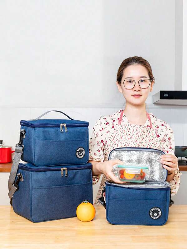 Borsa termica per il pranzo a forma quadrata, con fodera in alluminio isolante, borsa da pranzo spessa adatta per lavoratori d'ufficio e studenti, grande capacità per picnic e forniture scolastiche