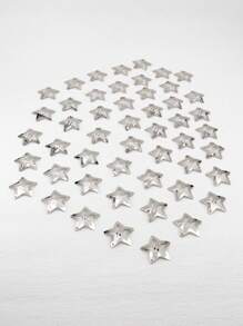 50pcs/pack 3cm Ladies' Five-pointed Star Hair Clips In Bag, Suitable For Daily Use - Silver - View 2