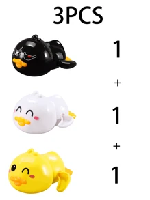 3 件裝不同風格卡通鴨形沐浴時間和泳池時間有趣的發條兒童水上玩具 - 彩色 - 查看 4