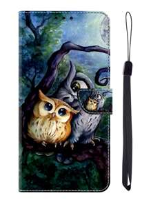 GLANDOTU 動物貓頭鷹印花,皮革站立可折疊皮夾殼套與三星兼容星系米摩托和其他手機型號 - 彩色 - 查看 9