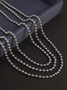 1 pièce Collier chaîne à perles en acier inoxydable pour femmes, couleur or, collier chaîne à boules rondes, bijoux ras-du-cou