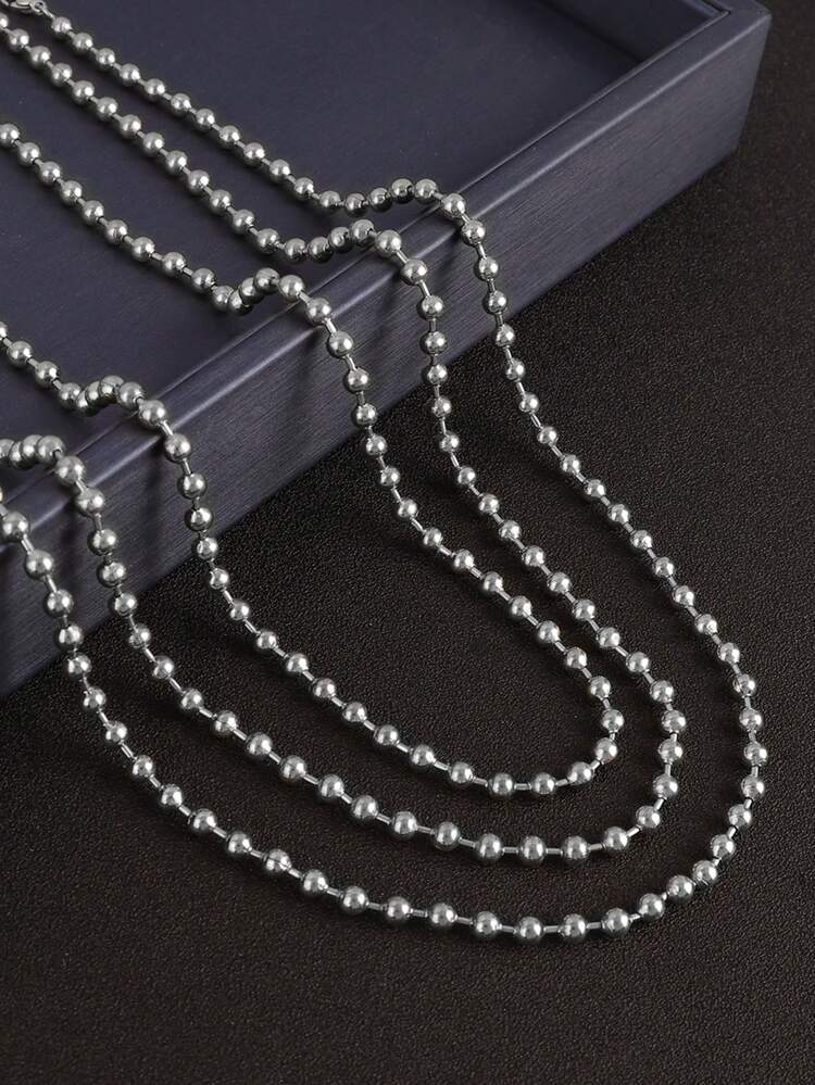 1pc Stainless Steel Beads Chain Necklace For Women Gold Color Round Ball Chain Necklaces Choker Jewelry