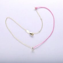 Moonmory 一件時尚真正 925 純銀紅繩吊墜項鍊女式熱藍色繩滴水水晶項鍊首飾聖誕禮物圓形寶石 18k 鍍金 - 圓形寶石 18K 鍍金 - 查看 8