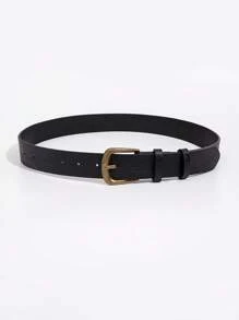 1pc Women's Vintage Maillard Style Belt With Square Buckle, Suitable For Daily Use During Autumn And Winter Summer, School Fall, Autumn, Halloween - Black - View 3