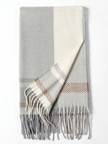 優雅1入組男女通用多色格紋圍巾，秋冬季保暖百搭，適合學生日常使用 - 彩色 - 查看 2