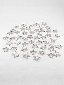 50pcs/pack 3cm Ladies' Five-pointed Star Hair Clips In Bag, Suitable For Daily Use - Silver - View 3